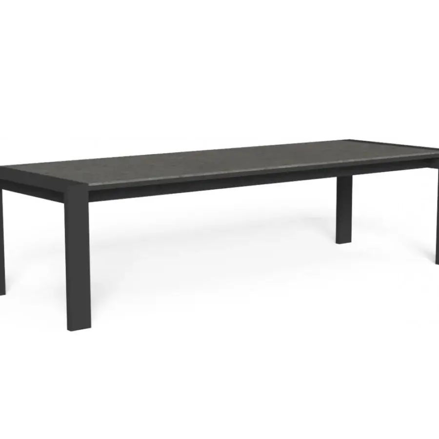 Sophisticated Talenti Argo Alu table with dark grey moon porcelain stoneware tabletop and powder-coated aluminum base