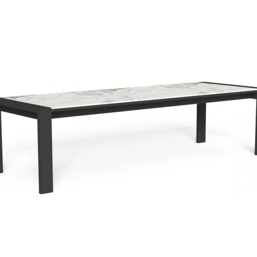 Exceptional Talenti Argo Alu table with refined calacatta porcelain stoneware top and powder-coated aluminum base