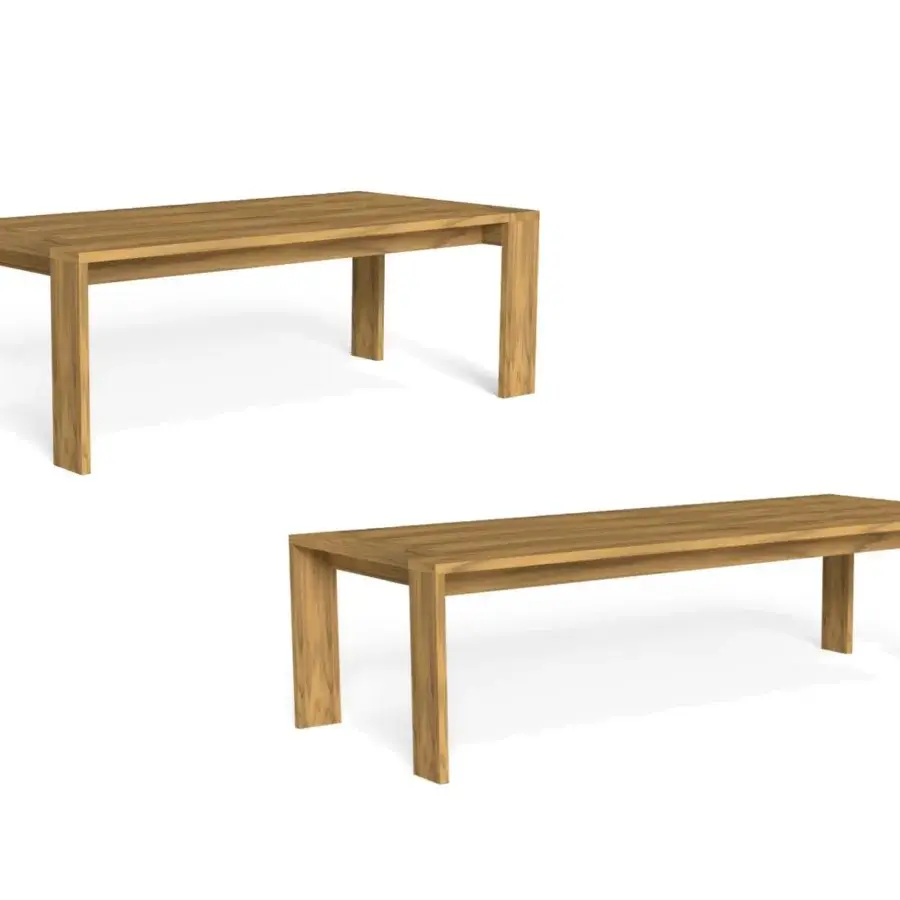 Elegant Talenti Argo Wood table crafted in light brown accoya wood with a spacious slatted rectangular top