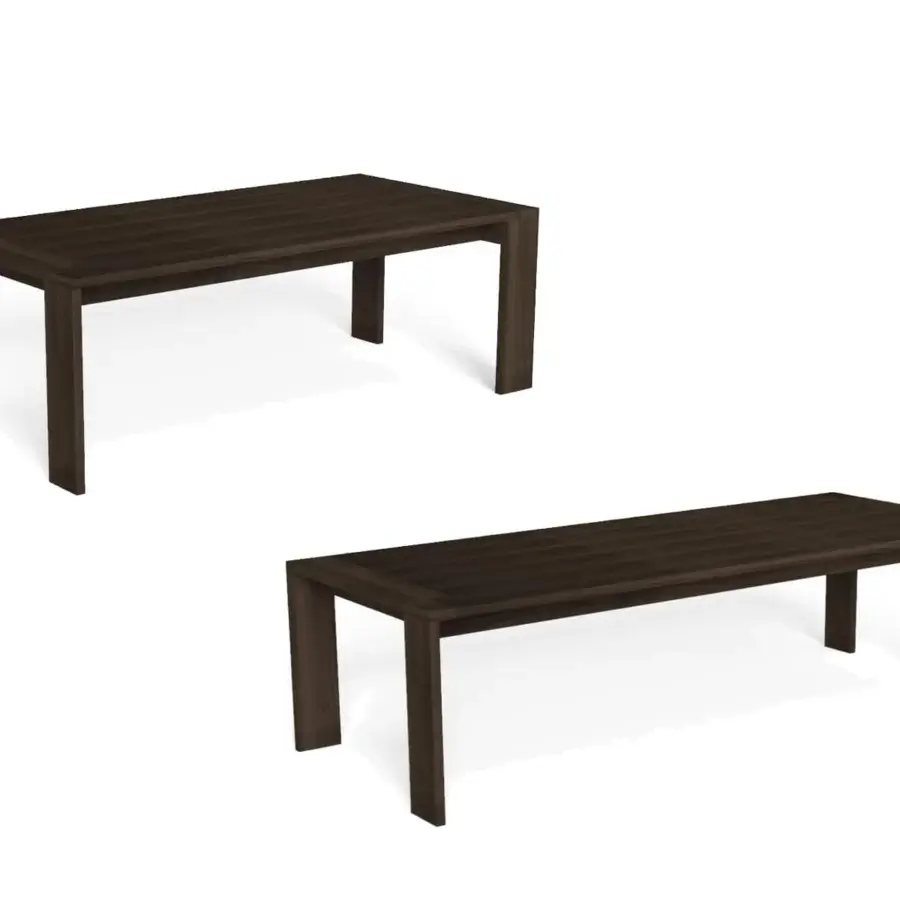 Distinguished Talenti Argo Wood table crafted in dark brown accoya wood with clean lines and a slated rectangular top