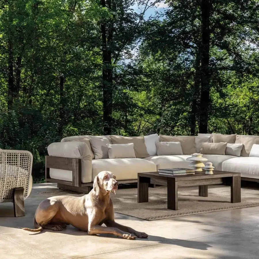 Exceptional Talenti Argo Wood coffee table crafted in dark brown accoya wood with geometric silhouette and angled legs