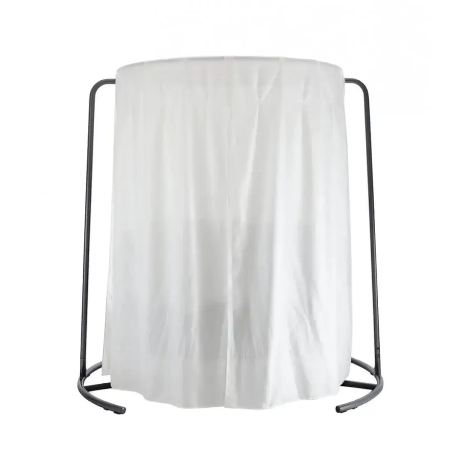 Distinguished Roberti Rattan Gravity Swing Lounge Chair with 304 steel, white Nautic rope and sunshade in a matte dark finish