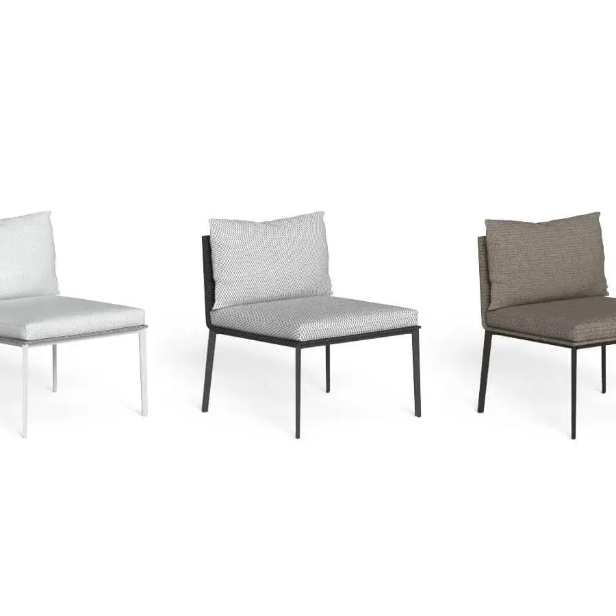 Exceptional Talenti Leaf lounge chair with white woven cushions and a strong aluminum frame built for stylish comfort