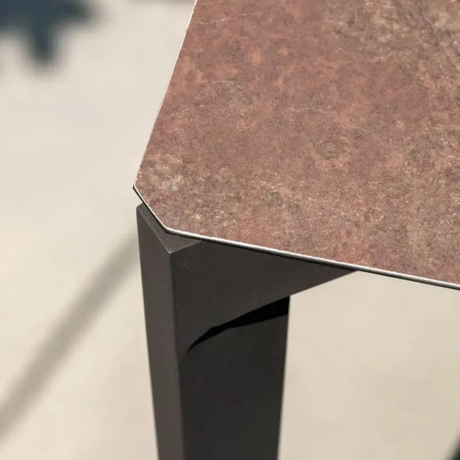 Distinguished Talenti Leaf table with a rectangular top in Vitter and dark matte support crafted with geometric form and angular lines
