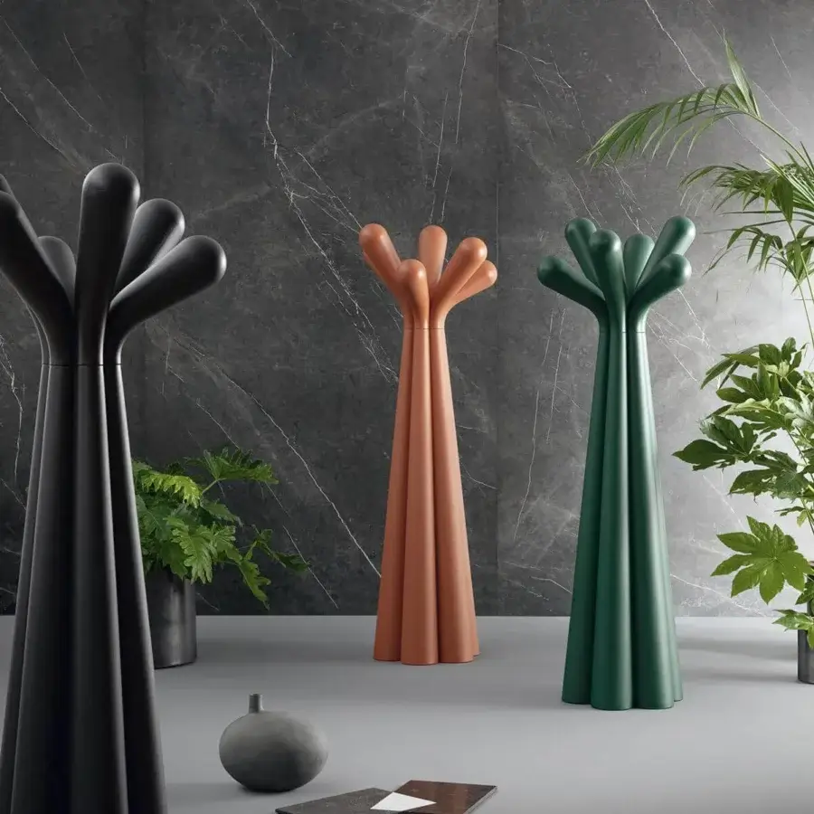 Exceptional Bonaldo Anemone coat stand shaped like a stylized tree in terracotta-like polyethylene with a smooth matte finish