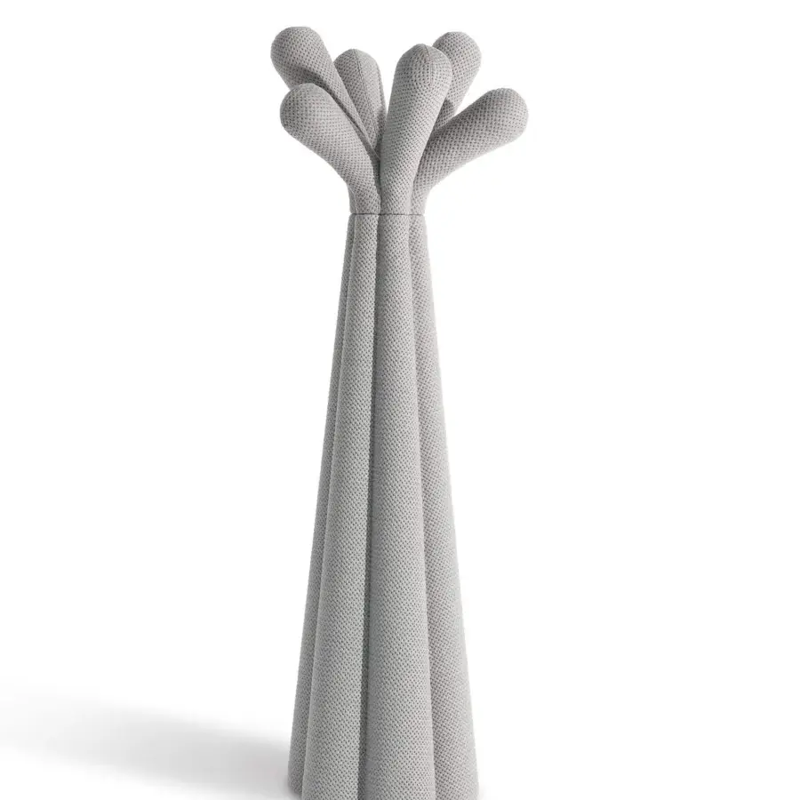Elegant Bonaldo Anemone coat stand shaped like a tree with six branches crafted in light gray knitted textile
