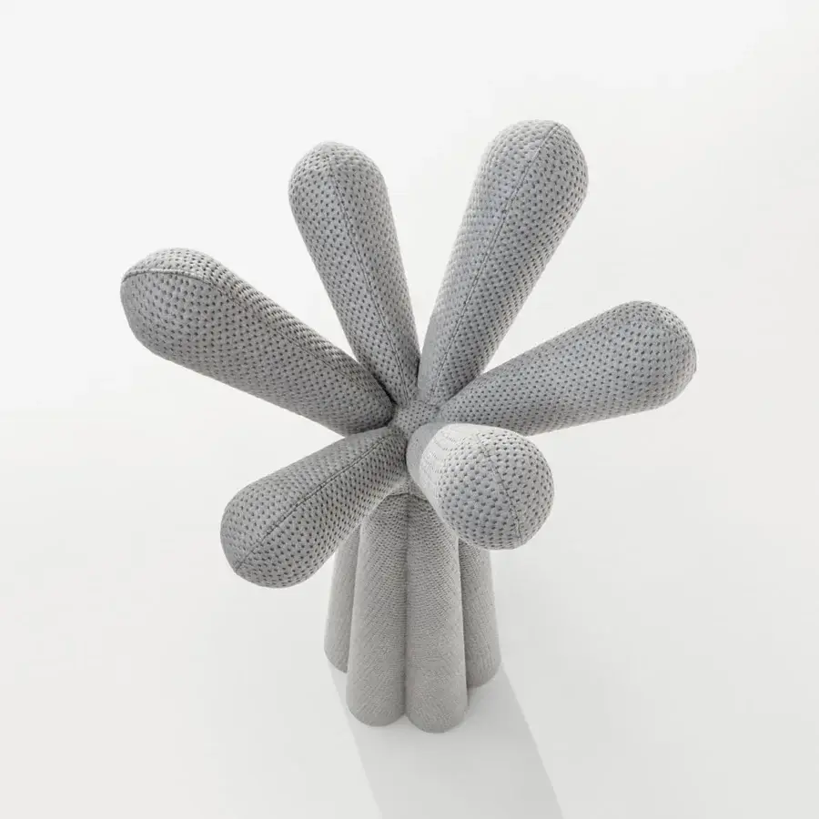 Exceptional Bonaldo Anemone coat stand with organic form crafted in gray fabric and matte finish
