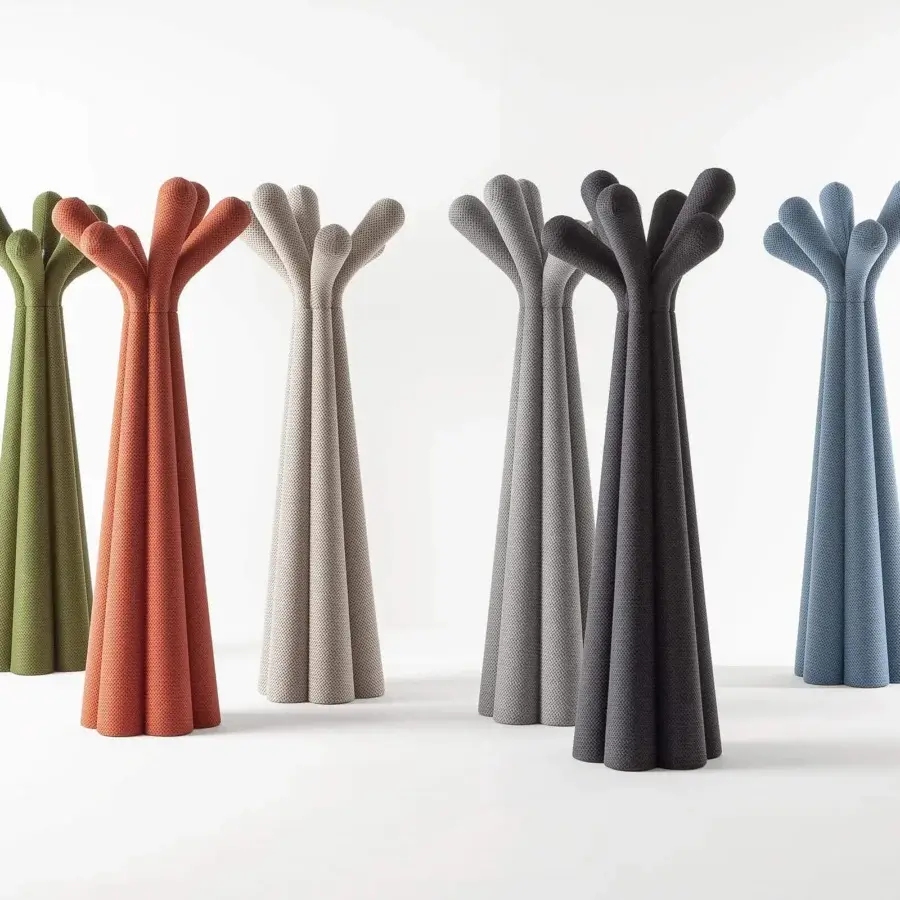 Distinguished Bonaldo Anemone coat stand with a stylized tree shape crafted in textured green textile material with a consistent finish