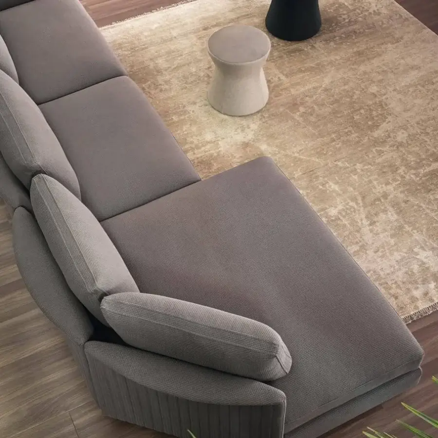 Elegant Bonaldo Clessidra ottoman with light beige removable fabric upholstery and a matte finish