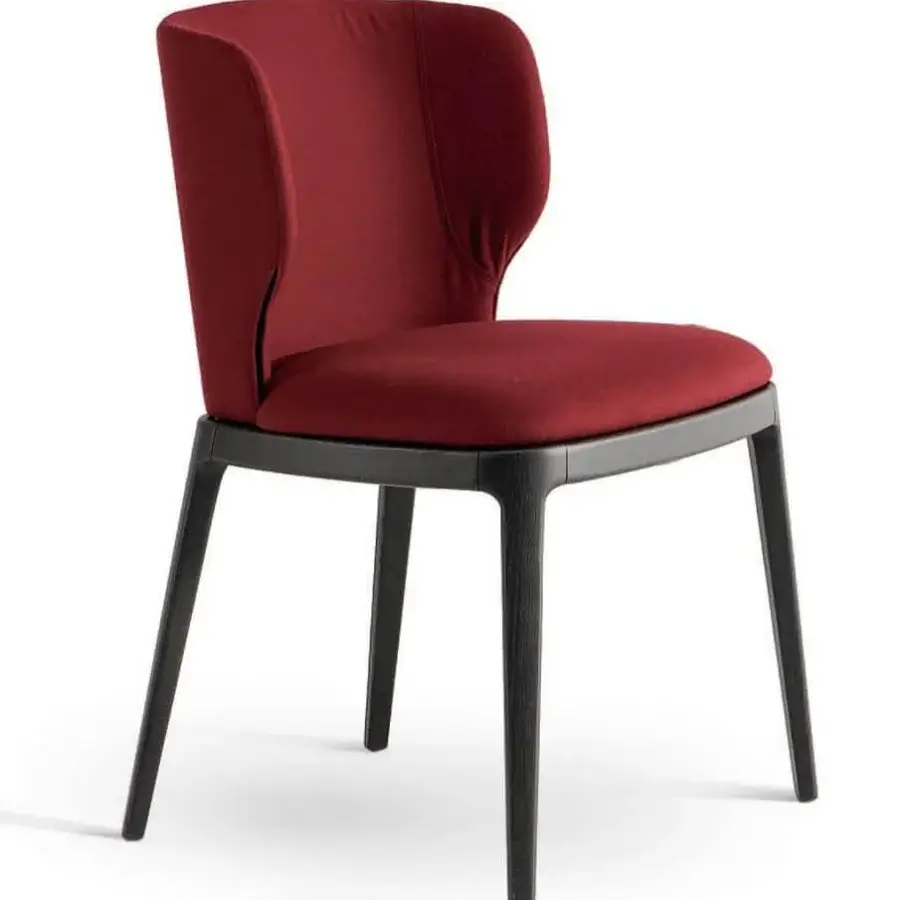 Captivating Bonaldo Joy chair with enveloping seat and backrest in deep red textile with matte finish