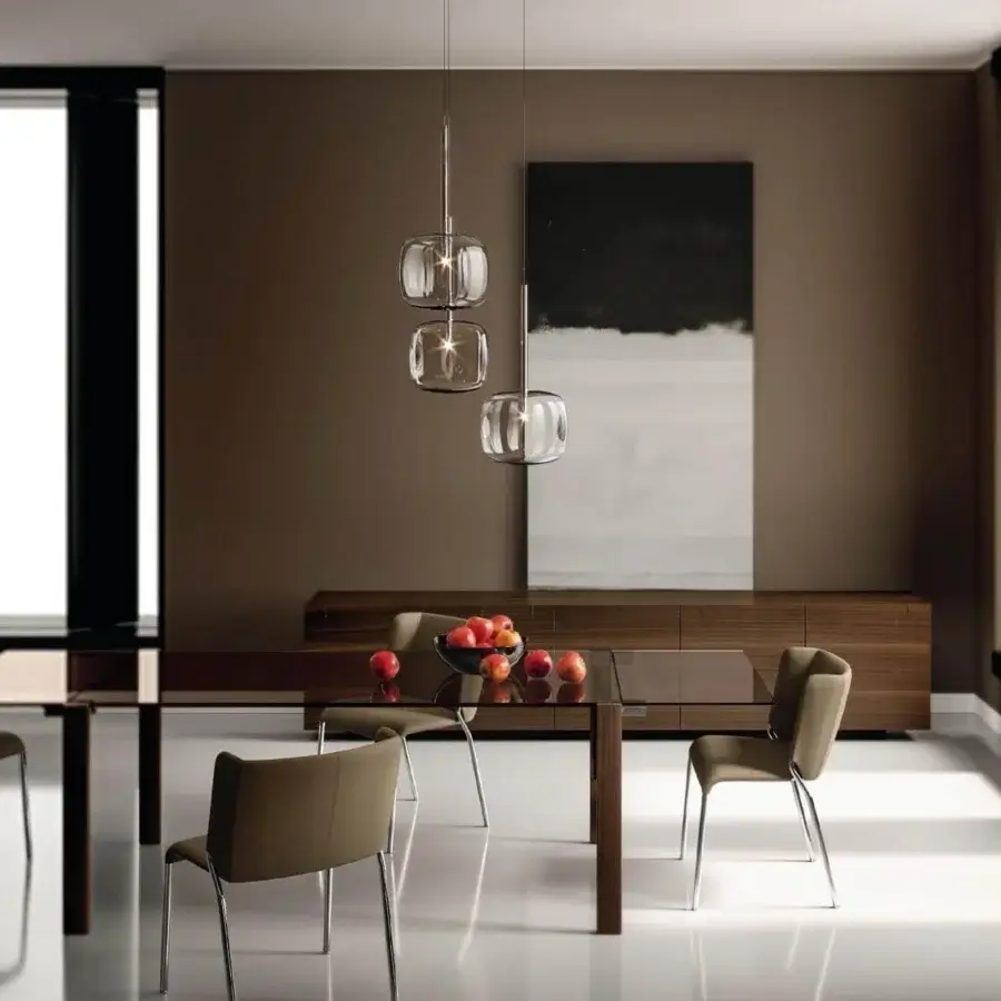 Exclusive Tonelli Design Hyperion lamp with transparent blown pyrex glass cube diffusers and sleek chrome finish