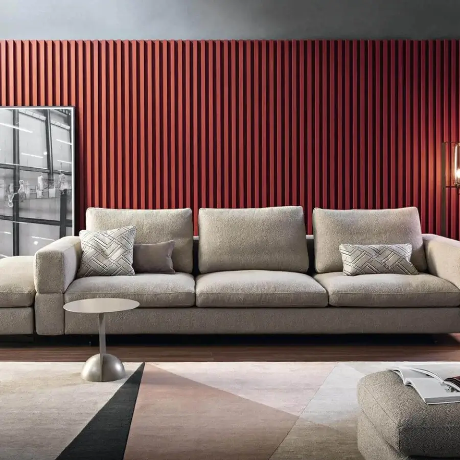 Sophisticated Bonaldo Bio-S floor lamp with a dark matte metal architectural structure and transparent blown glass lampshade