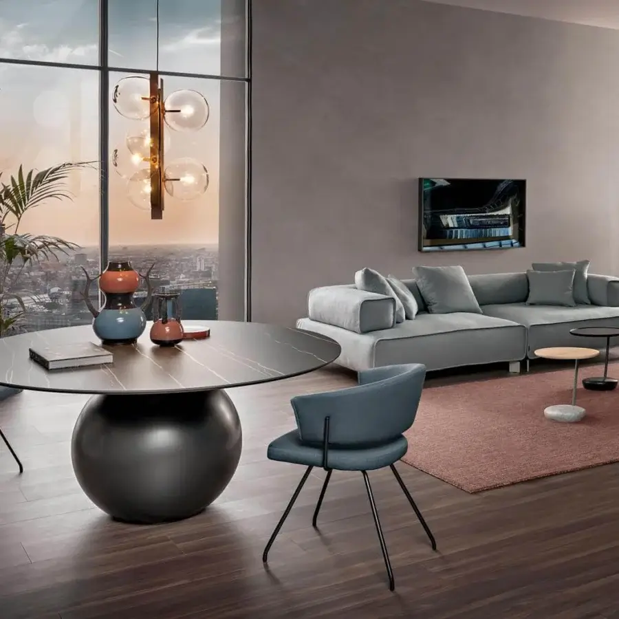Captivating Bonaldo Bio-S floor lamp with a lead-colored metal architectural structure and glossy black finish