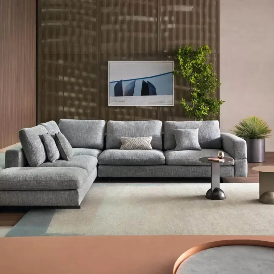 Superior Bonaldo Combination side table with tan top and matte black metal base crafted in Italy