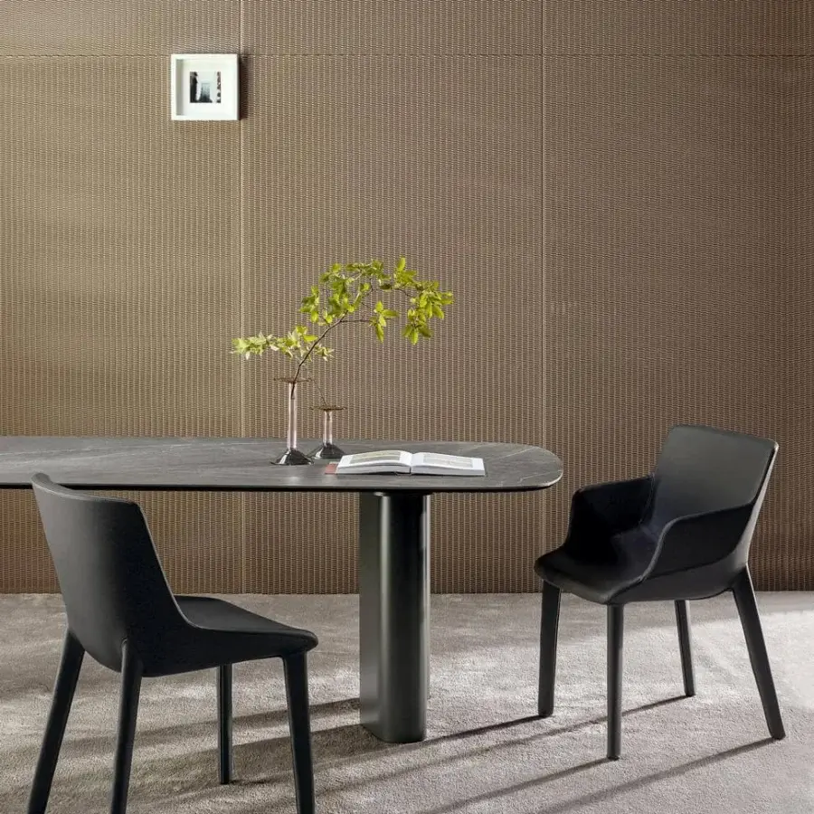 Sophisticated Bonaldo Artika armchair upholstered in sleek black synthetic material with a matte finish
