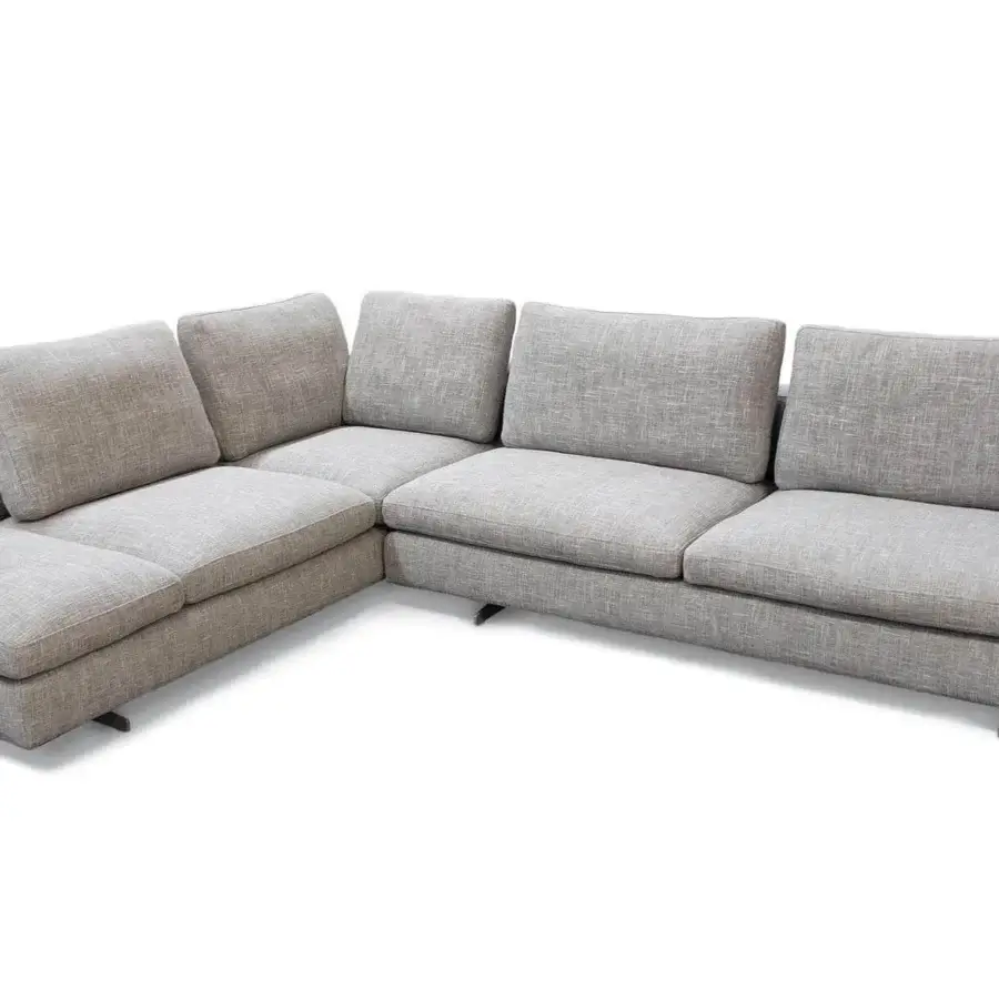 Exceptional Bonaldo Ever More sectional with modern linear design upholstered in light gray woven fabric with matte finish