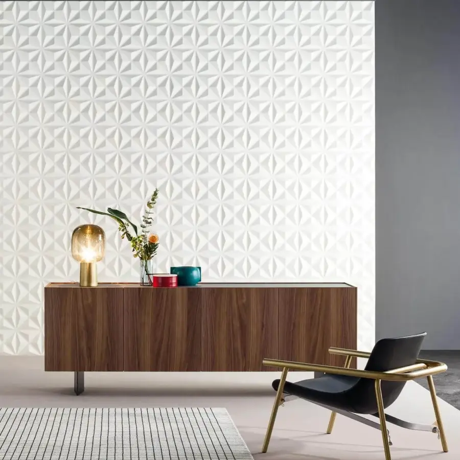 Exceptional Bonaldo Outline sideboard with canaletto walnut finish and diamond-shaped metal feet crafted in a modern silhouette