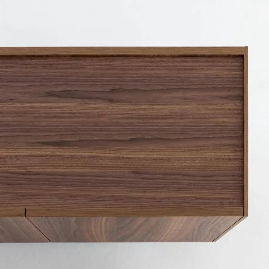 Exceptional Bonaldo Outline sideboard crafted in canaletto walnut with smooth horizontal grain and low feet