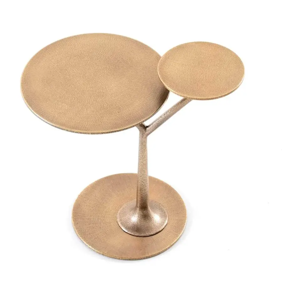 Superior Rugiano Bonsai side table crafted in hammered bronze with a tree-like silhouette and uniform golden appearance