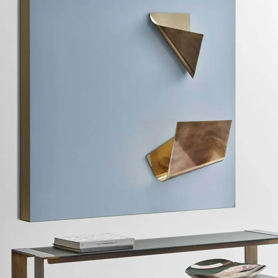 Distinguished Rugiano Leaf Wall Lamp with folded metal, matte bronze and glossy gold finish for sculptural walls