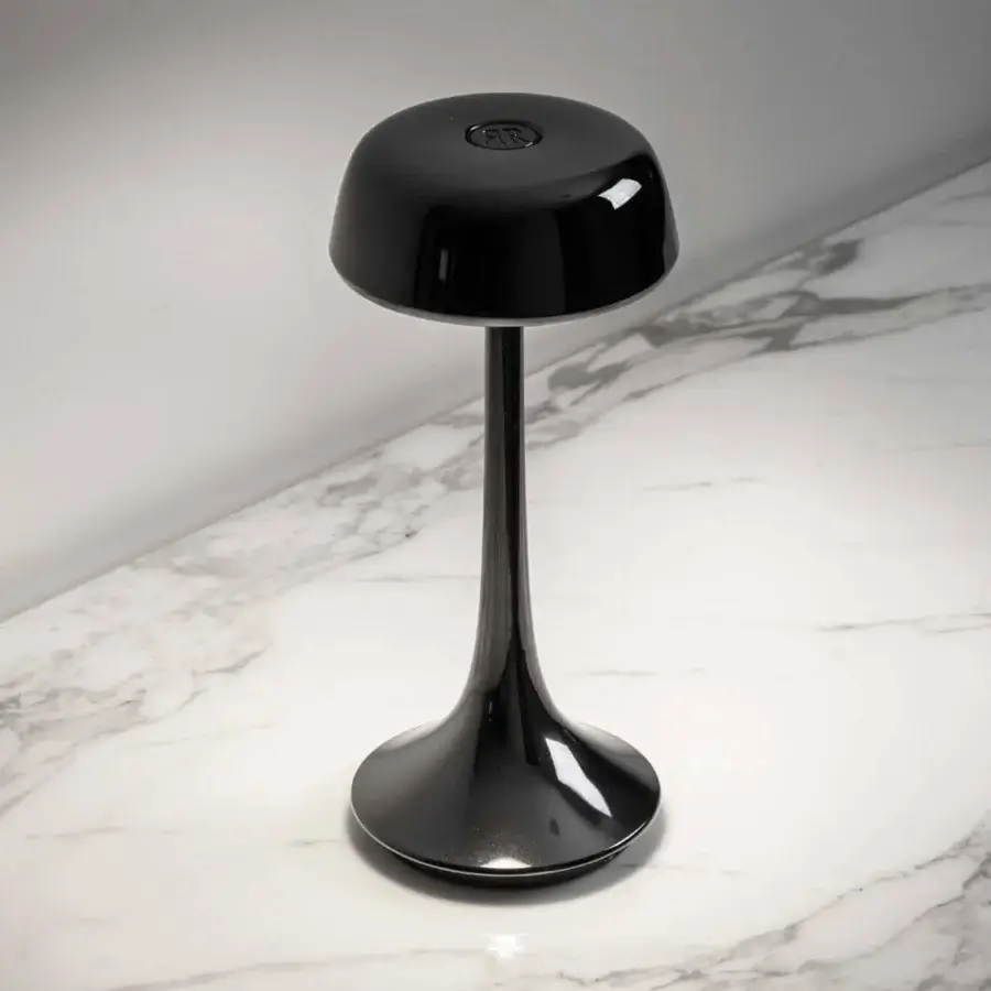 Exclusive Rugiano Wanda table lamp crafted in glossy black with adjustable touch operation and Italian design