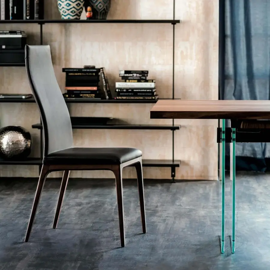 Superior Cattelan Italia Arcadia chair with rich brown textile upholstery and satin natural beech wood base
