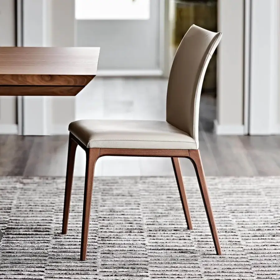 Elegant Cattelan Italia Arcadia chair with light beige textile upholstery and natural beech with satin finish
