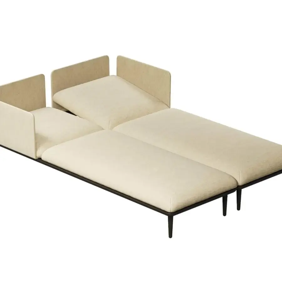 Exceptional Royal Botania Styletto lounge lounger crafted in plush light beige upholstery with a dark metal base