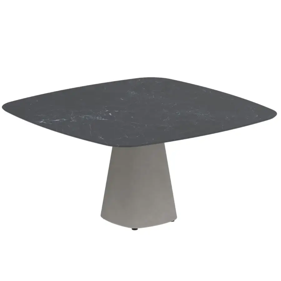 Distinguished Royal Botania Conix table with dark gray concrete top and conical fibre-reinforced Ductal® concrete base, polished for durability