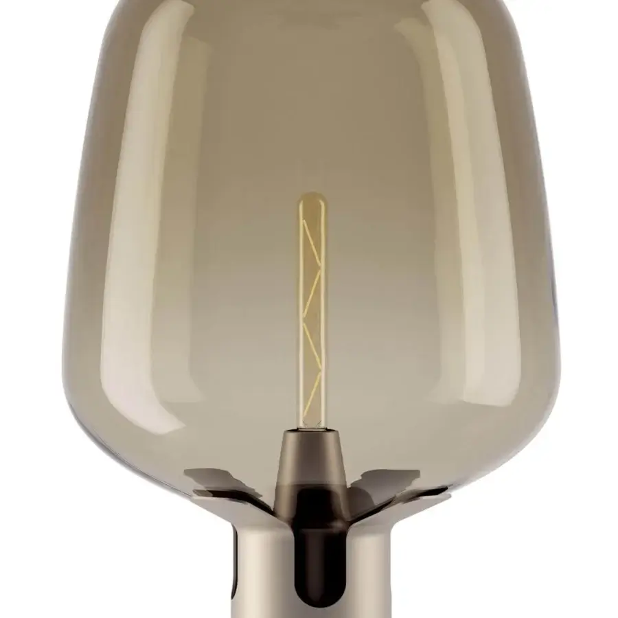 Distinguished Lodes Flar floor lamp crafted in Italy with a refined blown glass diffuser and silvery highlights