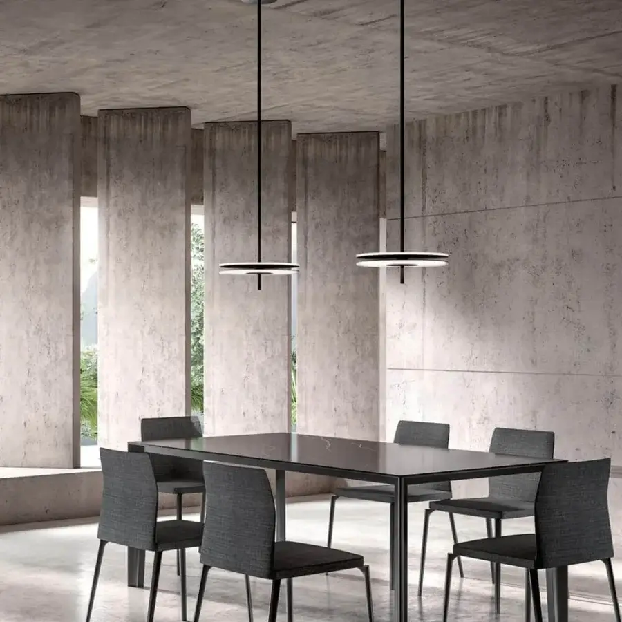 Elegant VENICEM Soul suspension lamp with round diffusers in white satin glass and matt black finish