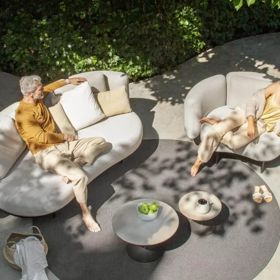 Distinguished Royal Botania Organix Lounge sofa with light beige textile upholstery and organically curved cushions