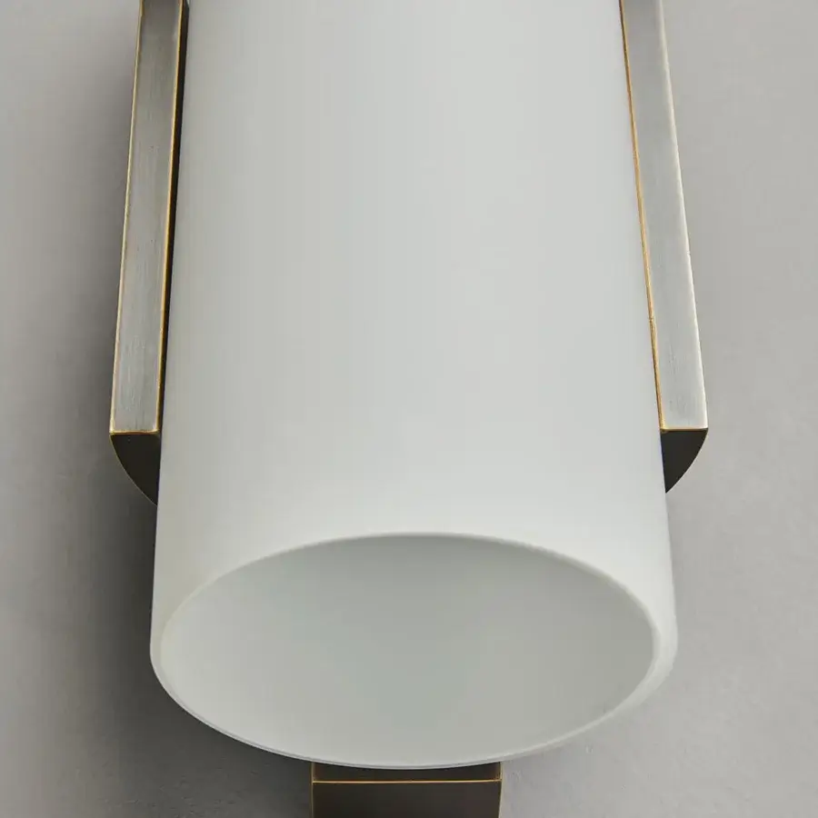 Superior VENICEM Unique wall lamp with white polished glass diffuser and dark burnished brass metal structure with golden accents