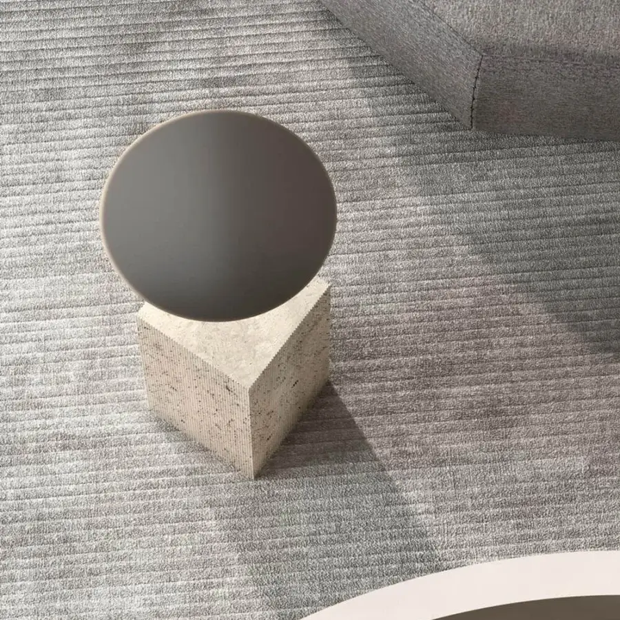 Distinguished VENICEM Rock coffee table with light travertine base and matte gray tabletop in burnished metal accents