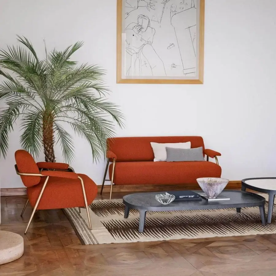 Elegant Potocco Spring coffee table with a sleek oval form crafted in ash and a dark matte finish