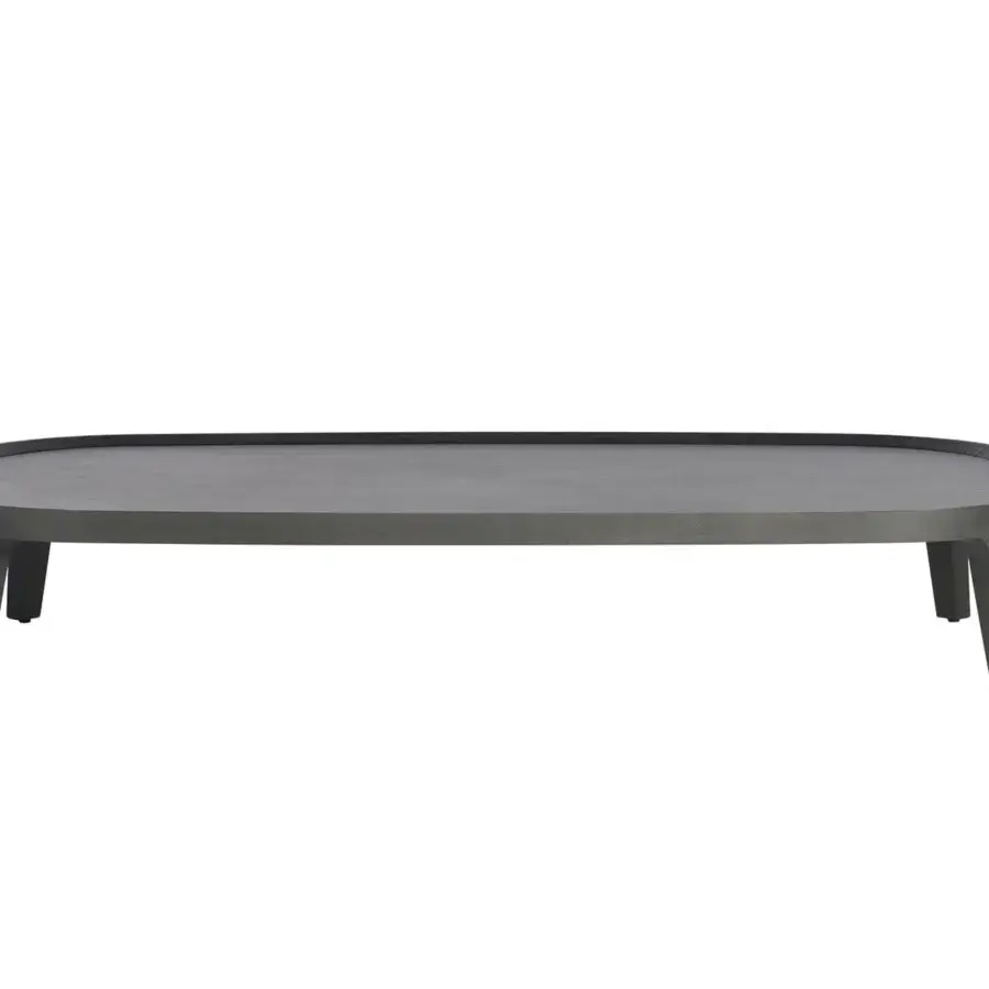 Exceptional Potocco Spring coffee table with an elongated oval top crafted from solid ash in a muted gray-brown matte finish