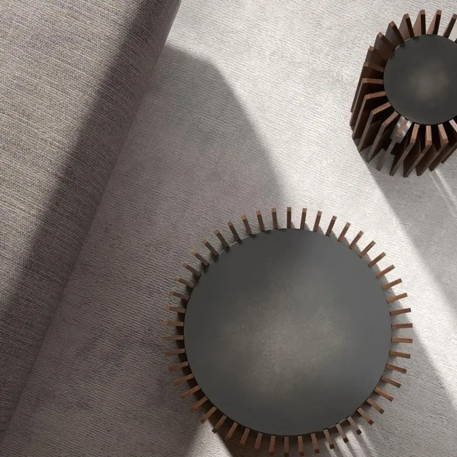 Exceptional VENICEM Blade coffee table with burnished brass top and matt canaletto walnut blades crafted in Italy