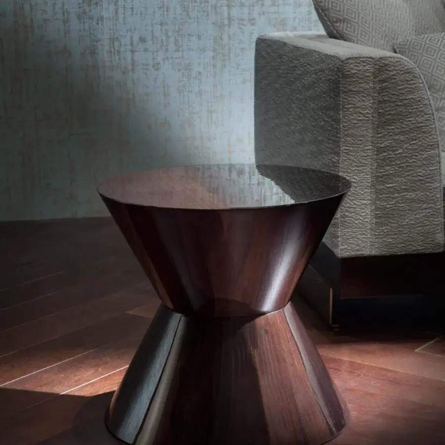 Distinctive Costantini Pietro Capital side table crafted in Castagno Toscano wood with high-gloss finish