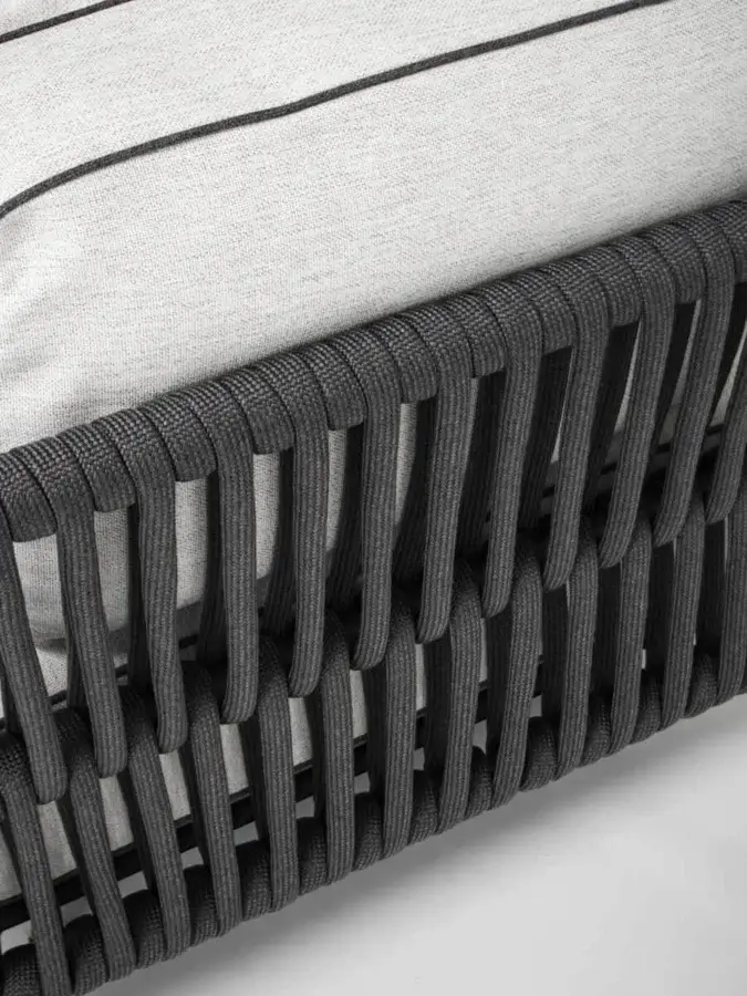 Distinguished Potocco Soul lounger, outdoor seating crafted with dark gray textured cord and light striped cushions