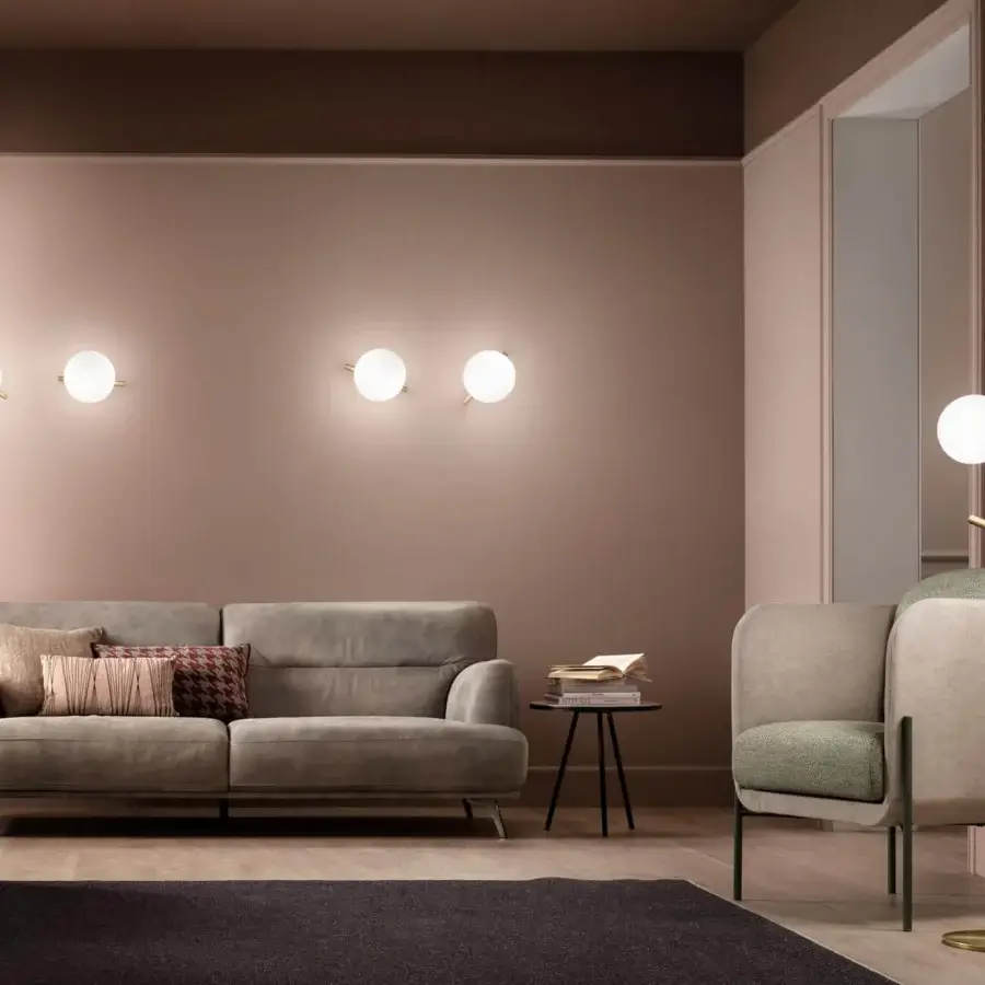 Distinguished Masiero Posy wall lamp with painted metal and a triplex opal white Murano glass diffuser offering a soft glow