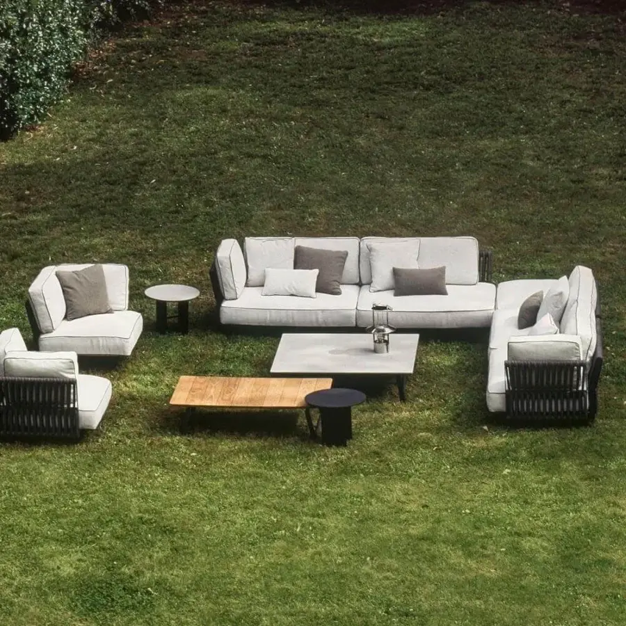 Elegant Potocco Soul lounge chair with woven dark-toned backrest and light gray cushions crafted in a modern style