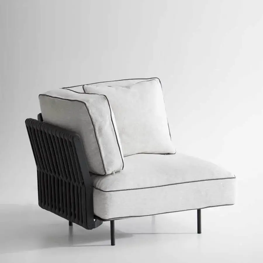 Distinguished Potocco Soul lounge chair with light gray subtly textured cushions and sleek black metal frame