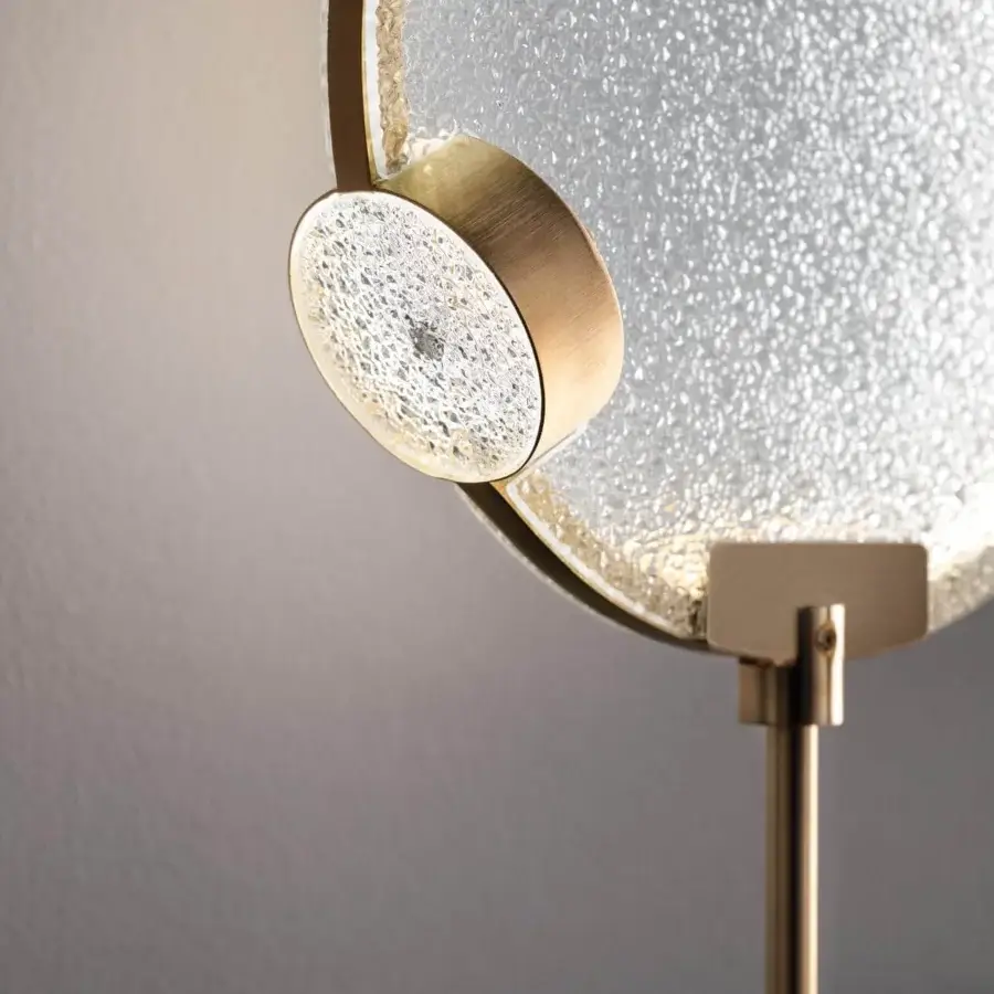 Exceptional Masiero Horo table lamp with a metal structure and spectrum finish glass diffuser crafted in Italy