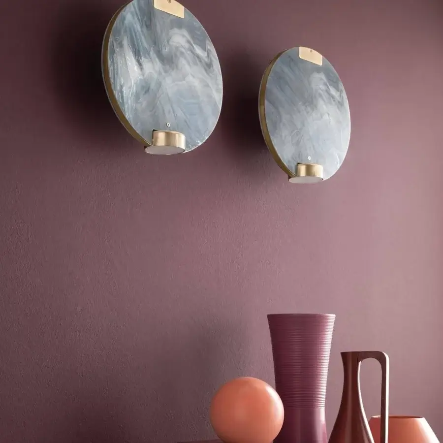Exclusive Masiero Horo wall lamp with circular prism glass and gold-finished metal built in Italy