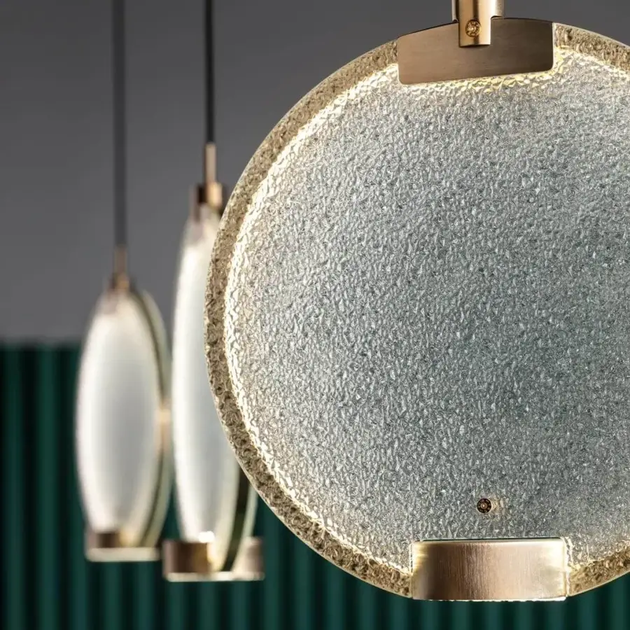 Distinguished Masiero Horo suspension lamp with a metal structure and refined frosted glass diffuser creating a contemporary aesthetic