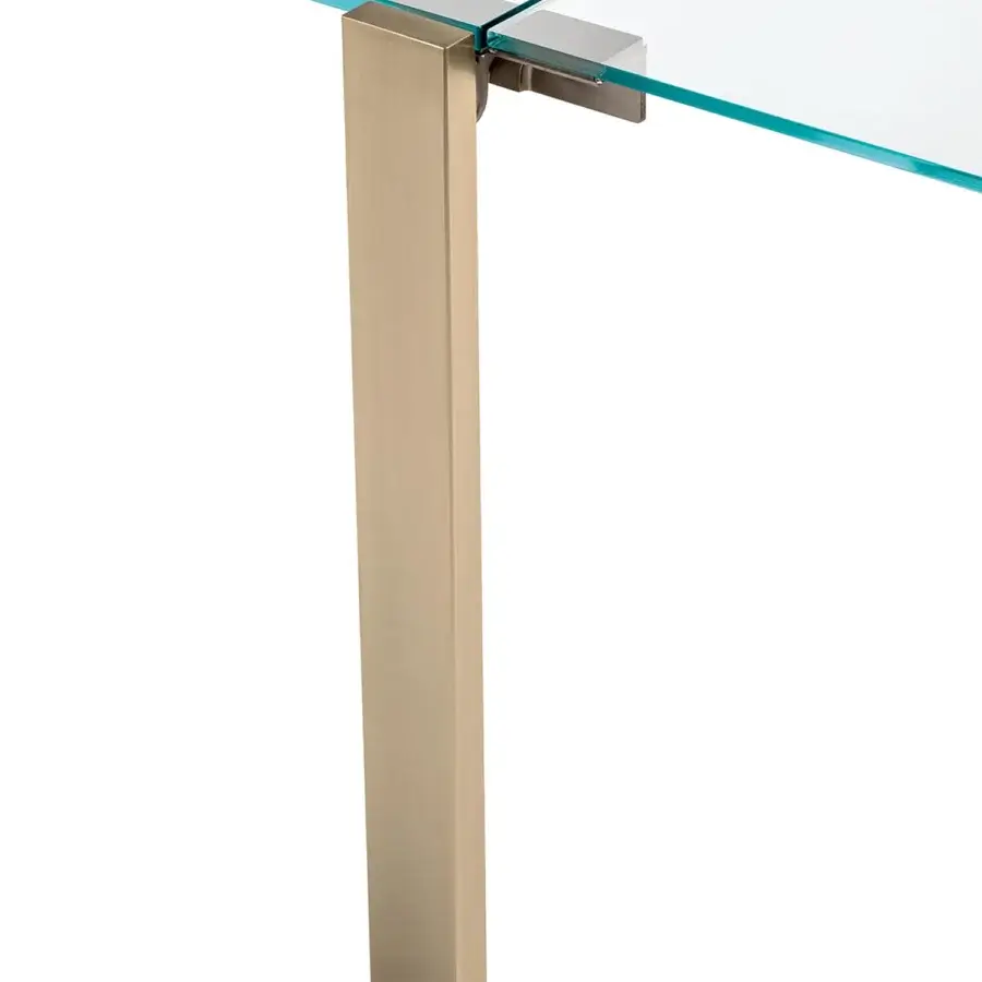 Superior Tonelli Design Livingstone table with glass top and brushed muted gold metal leg