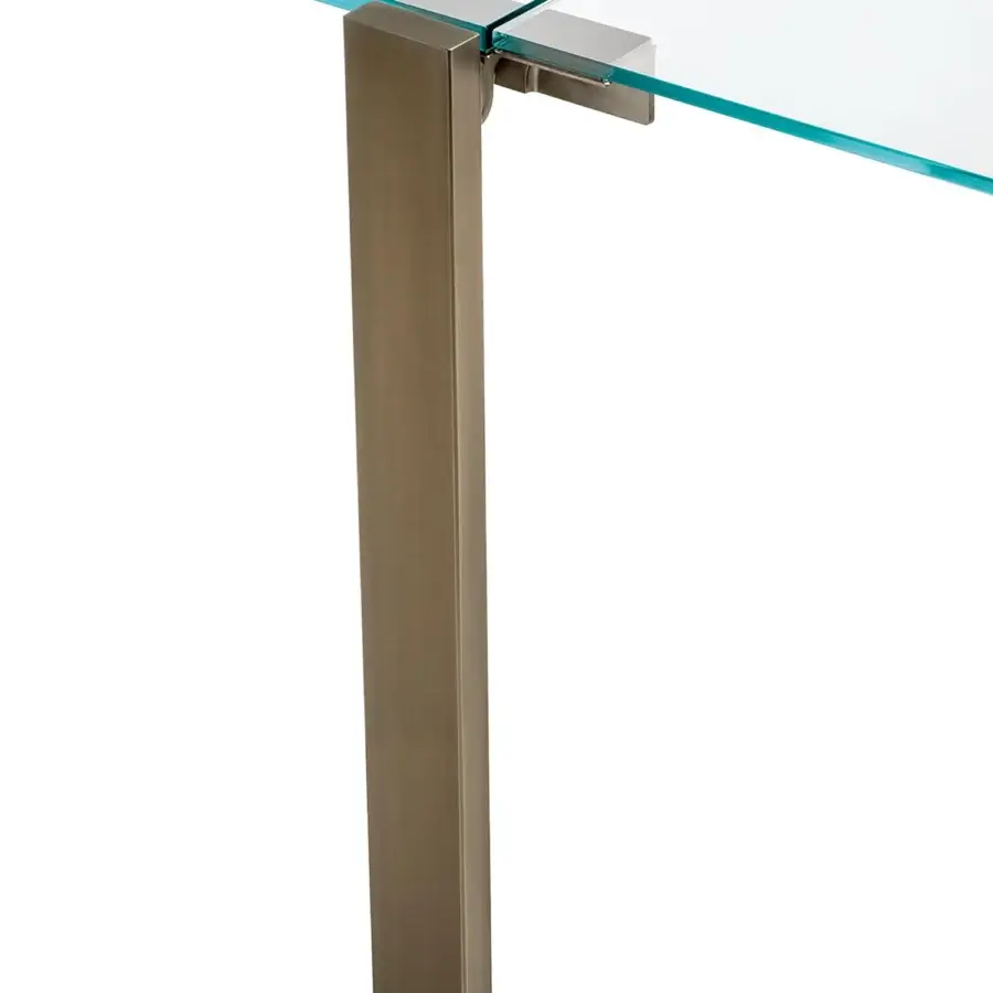 Exclusive Tonelli Design Livingstone table with clear glass top and matte bronze metal legs