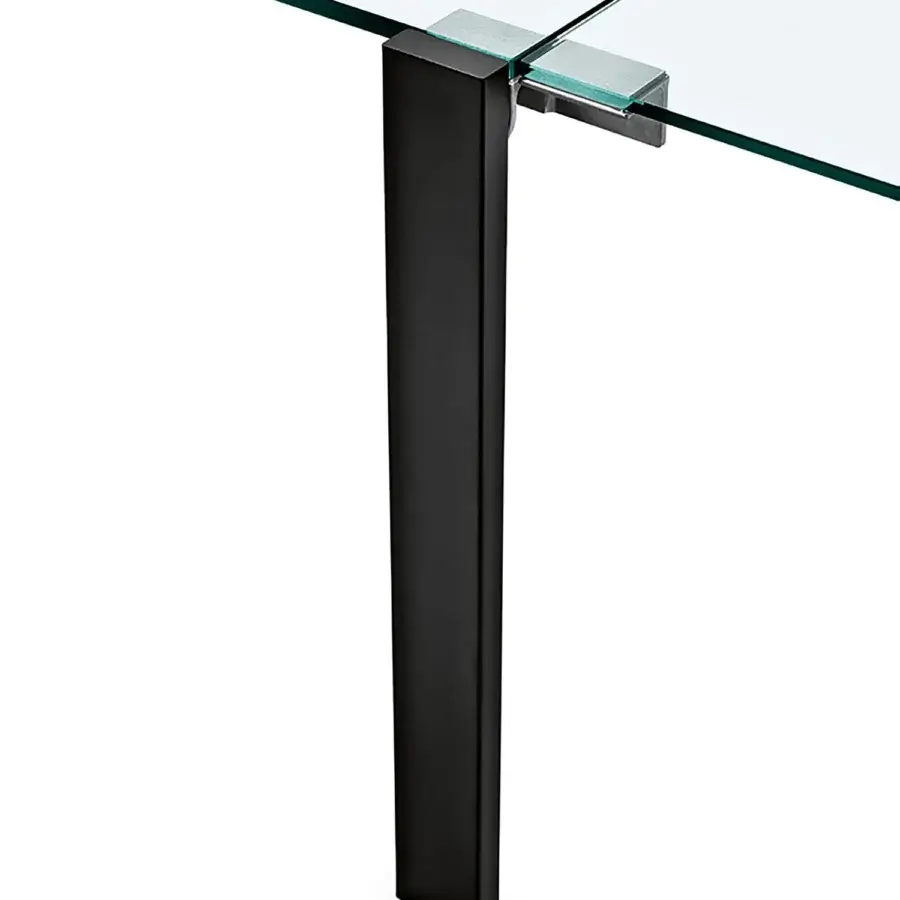 Distinguished Tonelli Design Livingstone table with clear glass top and matte black metal leg