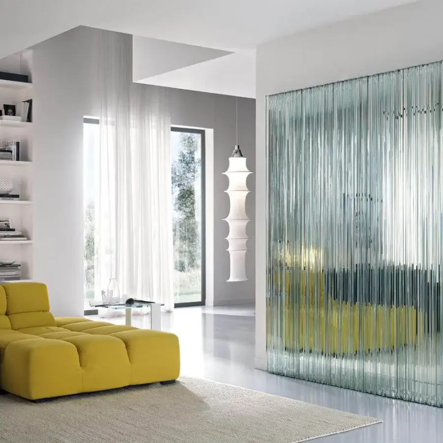 Exceptional Tonelli Design Vu mirror crafted in Italy with extra clear glass elements creating delicate blue and green hues