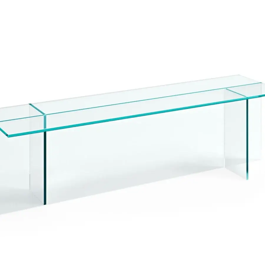 Superior Tonelli Design Sestante coffee table crafted with extra clear glass and transparent finish